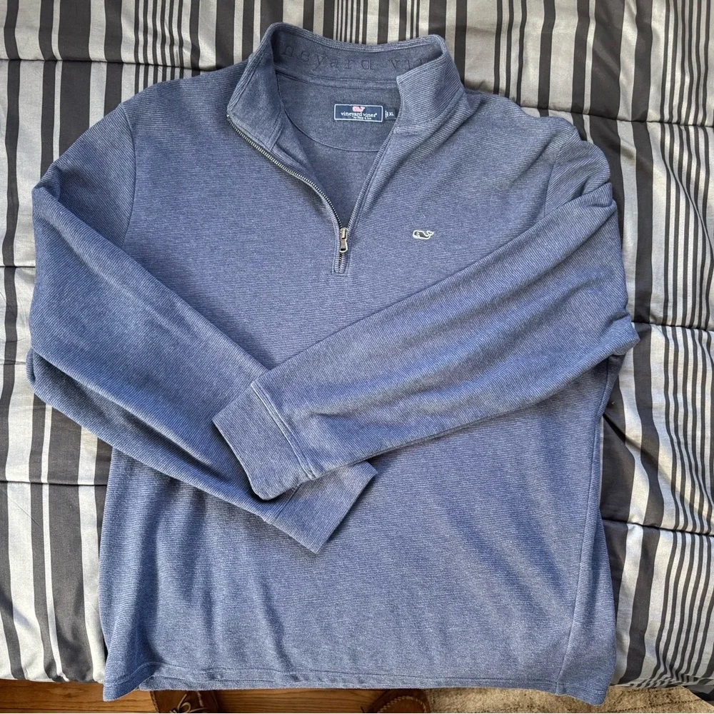 Vineyard Vines Navy Saltwater Quarter-Zip Pullover- XL
